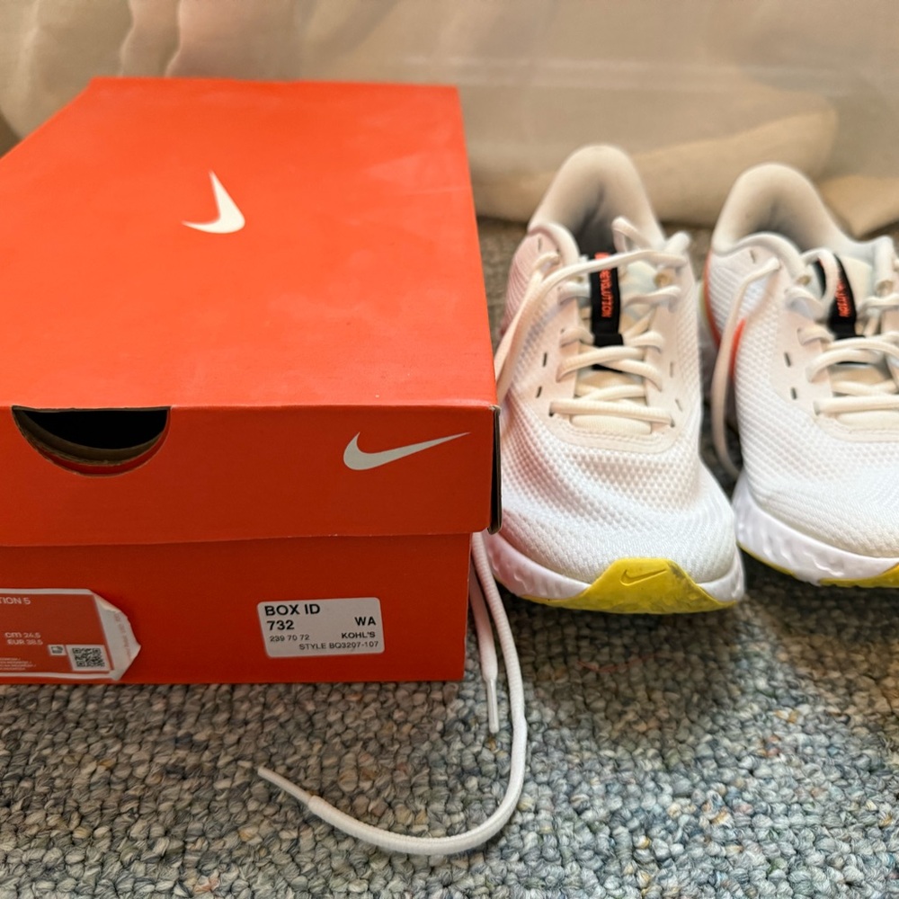 Nike White and Yellow Athletic Shoes